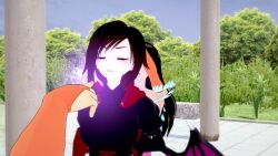 3d brown_hair capcom darkstalkers femdom femsub green_hair happy_trance inuyasha_(series) kagome_higurashi long_hair morrigan_aensland ruby_rose rwby short_hair sonrio12