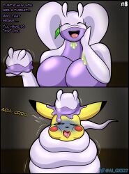  age_difference al_gx asphyxiation breasts coils comic corruption furry goo_girl goodra goomy helmet hypnotic_slime large_breasts monster_girl nintendo pikachu pokemon pokemon_(creature) size_difference slime text yuri 