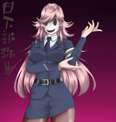 belt female_only femsub happy_trance long_hair mask milf nate_does_pride pantyhose pink_hair policewoman pov skirt solo standing tech_control tenkuu_shinpan text thick_thighs translation_request unaware yayoi_kusakabe