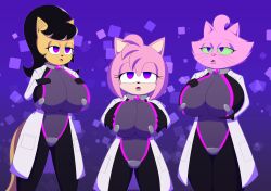 amy_rose bojack_horseman breast_expansion breasts cat_girl collar dr._chaos empty_eyes expressionless femsub furry hedgehog_girl holding_breasts hypnotic_accessory kitty_katswell multiple_girls princess_carolyn sonic_the_hedgehog_(series) tech_control tuff_puppy
