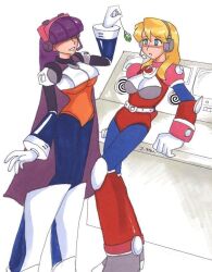  alia animated animated_gif blonde_hair breasts capcom empty_eyes expressionless female_only femdom femsub headphones large_breasts layer long_hair megaman_(series) megaman_x_(series) open_mouth pendulum purple_hair robot spiral suechan 