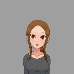  absurdres breasts brown_eyes brown_hair expressionless female_only femsub looking_at_viewer milf open_mouth ponytail shirt skilled_teaser_takagi-san solo takagi-san zires 