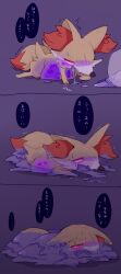  androgynous animals_only comic corruption fennekin gradient_background japanese_text muk nintendo pokemon pokemon_(creature) pokephilia red_eyes simple_background slime solo spiral_eyes symbol_in_eyes tail text transformation translated winte 