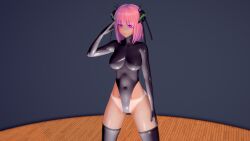  3d crotch_tattoo empty_eyes female_only femsub glowing glowing_eyes hair_ornament koikatsu! leotard moppukyunu nino_nakano pink_eyes pink_hair rubber saluting short_hair solo standing standing_at_attention tan_lines tan_skin tattoo the_quintessential_quintuplets 