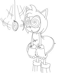 amy_rose female_only femsub furry greyscale hedgehog_girl monochrome open_mouth pendulum sonic_the_hedgehog_(series) spiral_eyes symbol_in_eyes wildswingding