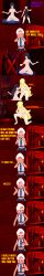  absurdres all_fours black_eyes black_hair breasts brown_eyes clothed cynthia dialogue english_text female_only femdom femsub hair_covering_one_eye long_hair mad_jacks milking milking_machine multiple_doms multiple_girls multiple_subs nintendo nipples nude pink_hair pokeball pokemon sabrina scared short_hair text violence 