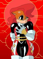  alternate_costume animal_ears bodysuit collar corruption drone enemy_conversion eyeshadow female_only femsub furry happy_trance large_hips latex lipstick red_hair sally_acorn shy solo sonic_the_hedgehog_(series) spiral_eyes squirrel_girl symbol_in_eyes thecumman 