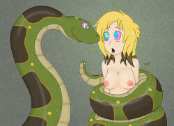  bo_a_python_(kaafan33) breasts coils erika_(er-ikaa) femsub kaa_eyes kaafan33 multicolored_hair nipples open_mouth original snake topless 