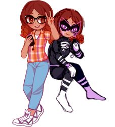  alya_cesaire amphany before_and_after corruption dark_skin femsub glasses miraculous_ladybug mole red_hair smile 