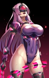  boots cleavage cuffs drone female_only femdom gloves gradient_background high_heels hypnotized_dom kouyoku_senki_exs-tia large_breasts leotard long_hair marina_katsuragi miyashiro open_mouth opera_gloves pink_background pink_hair simple_background standing tech_control thigh_boots thighhighs visor weapon whip 