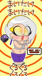 barefoot chibi dancing deejay_(zombi62) humor hypnovember japanese_text meme midriff navel_piercing original spiral_background tagme translation_request zombi62