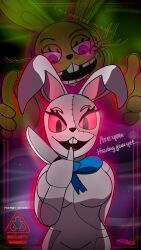  blonde_hair bunny_ears bunny_girl bunnysuit female_only femsub five_nights_at_freddy&#039;s five_nights_at_freddy&#039;s:_security_breach five_nights_at_freddy&#039;s_help_wanted fursuit glitchtrap glowing_eyes happy_trance purple_eyes vanessa_(five_nights_at_freddy&#039;s) vanny 