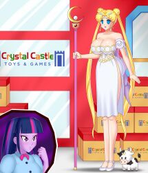  blonde_hair blue_eyes bluebullpen breasts cleavage cosplay empty_eyes equestria_girls femdom femsub huge_breasts long_hair multicolored_hair multiple_girls my_little_pony original purple_eyes purple_skin sailor_moon sailor_moon_(series) staff standing standing_at_attention straight-cut_bangs text tiny_cow_(blessedbycows) twilight_sparkle twintails very_long_hair western 