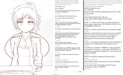 breasts caption crystal_(zko) dazed empty_eyes expressionless female_only femsub headphones large_breasts open_mouth original ponytail short_hair sketch spanish tech_control text translated unaware user_interface webcam zko