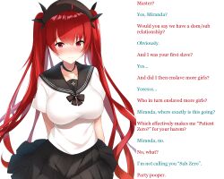 aware azur_lane blush breasts caption caption_only cocona femsub honolulu_(azur_lane) humor large_breasts looking_at_viewer maledom manip nobody67_(manipper) pov pov_dom red_eyes red_hair text