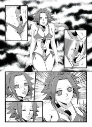 bikini breasts code_geass coils comic crotch_rub greyscale happy_trance hypnotic_eyes kaa kaa_eyes kallen_stadtfeld large_breasts nilanandita snake the_jungle_book