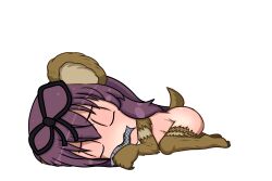 animal_ears chibi femsub idpet long_hair murasaki_(senran_kagura) pet_play purple_hair ribbon senran_kagura sleeping tail