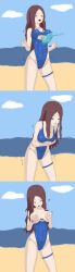  absurdres alternate_costume bare_legs bare_shoulders blue_eyes breast_fondling breast_grab breasts brown_hair cleavage command_seal crossed_arms fate/grand_order fate_(series) femsub groping heart heterosexual justlooking727 large_breasts leaning_forward legs leonardo_da_vinci_(fate) leonardo_da_vinci_(rider)_(fate) long_hair maledom open_mouth outdoors possession ritsuka_fujimaru_(male) shrunken_irises swimsuit symbol tattoo thighs trembling 