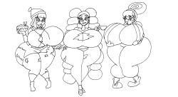  absurdres arms ass_expansion breast_expansion breasts clown clown_girl female_only femsub greyscale huge_breasts lola_pop lordebonfuze min_min nintendo ring_eyes sketch twintelle 
