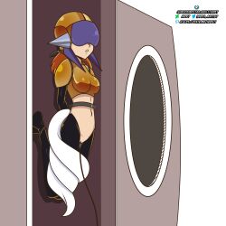  clothed_exposure dragon_girl dreah_(oc) expressionless femsub horns human_furniture idpet nude tail tech_control 