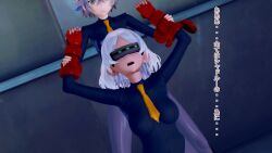  3d artist_request dark_skin empty_eyes felsi_rollo femsub grey_hair gundam_(series) gundam_the_witch_from_mercury secelia_dote shadaloo_dolls short_hair street_fighter text translation_request visor 