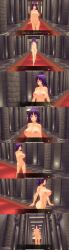 3d absurdres blue_hair bottomless breasts brown_hair comic custom_maid_3d_2 dialogue drool empty_eyes expressionless femsub happy_trance kamen_writer_mc kisaragi_co._girl&#039;s_dorm large_breasts maid maledom nude original pubic_hair red_hair symbol_in_eyes text topless
