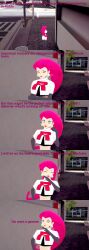  absurdres aware blue_eyes clothed dialogue english_text female_only jessie_(pokemon) long_hair nintendo pink_hair pokemon pokemon_(anime) solo team_rocket text 