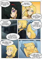 black_hair blonde_hair book comic kobi94 long_hair mirror original text transgender