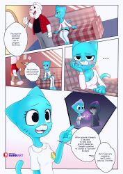 cat_girl comic dialogue furry harkart humor love_potion nicole_watterson panties richard_watterson striped_panties tagme text the_amazing_world_of_gumball underwear