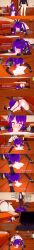  absurdres animal_ears anoni_(anoni_hypno) anoni_hypno black_hair blowjob_face bunny_ears bunny_girl censored clothed cum cum_drinking cum_in_mouth dialogue english_text fake_animal_ears femsub gloves hair_covering_both_eyes heart heart_pasties long_hair maledom opera_gloves original pasties purple_eyes purple_hair pussy reverse_bunnysuit short_hair tears text 