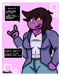  comic deltarune dialogue furry kilroylucy18 lizard_girl long_hair purple_skin sharp_teeth susie_(deltarune) yellow_eyes 