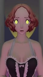  3d animated animated_gif femsub haru_okumura lucid451 maid persona_(series) persona_5 yellow_eyes 