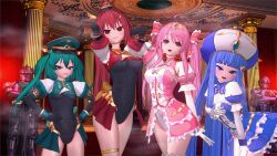  3d ahoge arms_above_head bangs before_and_after beret blue_eyes blue_hair blush bow bow_tie breast_grab breasts breath cherry_(ts_mahou_shoujo_nao!) cleavage cuffs female_only frills garter_straps gloves green_eyes green_hair hair_ornament hat headdress ignis_(ts_mahou_shoujo_nao!) jewelry koikatsu! lapis_(ts_mahou_shoujo_nao!) leotard looking_at_viewer magical_girl miniskirt moawi1 multiple_girls open_mouth opera_gloves pink_eyes pink_hair ponytail posing rain_(ts_mahou_shoujo_nao!) red_eyes red_hair skirt small_breasts socks standing thighhighs ts_mahou_shoujo_nao! twintails underboob very_long_hair 