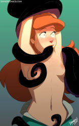  ariel breasts disney female_only femsub freckles long_hair midriff princess red_hair shrunken_irises sinner small_breasts tears tentacle_in_mouth tentacles the_little_mermaid ursula 
