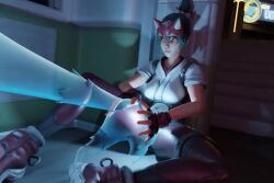  3d animated femsub feverdreamerr fox_tail glowing_eyes kiriko_(overwatch) overwatch possession resisting sound tagme video 