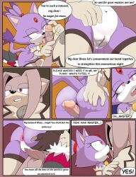  ass ass_focus ass_grab blackwood_the_ermine blaze_the_cat bottomless cat_ears cat_girl cat_tail comic dialogue english_text fellatio femsub furry gloves heart_eyes heterosexual high_heels hypnotic_eyes kneeling love maledom neo_x6 nude opera_gloves penis pussy sex sonic_the_hedgehog_(series) speech_bubble symbol_in_eyes tagme text topless vaginal 