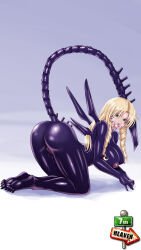 7th-heaven alien alien_(movie) barefoot bible_black blonde_hair bottomless breasts corruption curly_hair large_breasts long_hair nude pussy pussy_juice rika_shiraki symbiote topless xenomorph