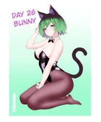 absurdres bunnysuit cat_girl hypnovember kronobas28 original simple_background sinead_(kronobas28) tail