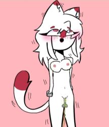 breasts cat_ears cat_girl cat_tail countryhumans cum cum_in_pussy femsub licking pussy red_eyes red_lipstick robot robot_girl robotization sex_toy symbol_in_eyes white_hair white_skin