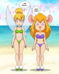  beach bikini blonde_hair breasts chip_n_dale_rescue_rangers dead_source disney elf_ears expressionless fairy femsub furry gadget_hackwrench hypnotic_audio hypnotic_music jimryu large_breasts lipstick minigirl mouse_girl multiple_girls multiple_subs open_mouth peter_pan_(movie) pink_eyes short_hair spiral_eyes standing standing_at_attention swimsuit symbol_in_eyes text tinkerbell wings 