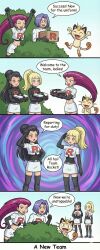  ai_art ash_ketchum genderswap james jessie lillie_(pokemon) meowth nintendo pokemon pokemon_(anime) tagme team_rocket uniform 