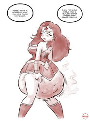  brain_drain breasts dc_comics dialogue diaper hyrosdiaperdivas legs long_hair ring_eyes scat sketch text wonder_woman 