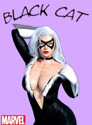 3d black_cat breasts felicia_hardy large_breasts super_hero western white_hair