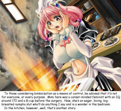 bimbofication brain_drain breasts caption caption_only deathwish_(manipper) female_only femsub humor large_breasts long_hair maid manip pink_hair solo text