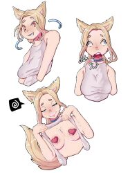  animal_ears blonde_hair brain_drain character_request choker collar drool eye_color_change femsub heart_pasties heavy_eyelids hypnotic_accessory large_breasts light_skin original pasties pupsoph shirt_lift tech_control topless undressing unfocused_eyes wall_eyed 