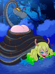  ass blonde_hair disney emperorcheese femsub happy_trance horns kaa kaa_eyes long_hair miss_kobayashi's_dragon_maid nude quetzalcoatl_(maidragon) snake the_jungle_book tongue_out 