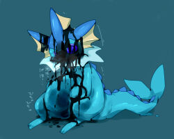  androgynous inflation ink nintendo pokemon pokemon_(creature) solo spiral_eyes symbol_in_eyes text translation_request vaporeon winte 
