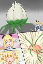  assimilation barbara_(genshin_impact) blonde_hair blue_eyes chinese_text corruption deadsmallbase femsub genshin_impact hypnotic_plant jean_(genshin_impact) open_mouth plant ponytail sisters transformation translation_request twintails 