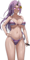  bikini_bottom bikini_top blush breasts cleavage coin female_only femsub happy_trance horns huge_breasts jasony large_hips long_hair looking_at_viewer manip misterman4_(manipper) monster_girl oni_girl pendulum ponytail shion_(tensei_slime) spiral_eyes swimsuit symbol_in_eyes tagme that_time_i_got_reincarnated_as_a_slime 