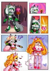 bimbofication breasts cleavage comic earrings femsub fishnets furry green_hair happy_trance hypnotic_accessory jewelry large_breasts long_hair malesub missphase multicolored_hair nalif_(silver_fly) original piercing sonic_the_hedgehog_(series) spiral_eyes symbol_in_eyes transformation transgender